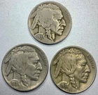 Lot of 3 Buffalo / Indian Head Nickel Coins with Full Dates, US Coins! - SN774