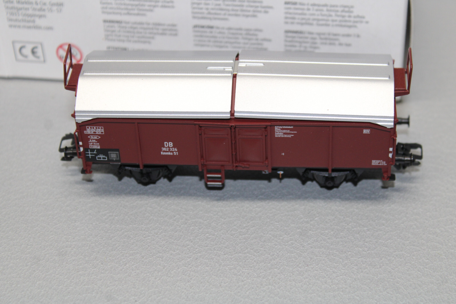 Märklin 00765-04 2-Axle Sliding Roof Vehicle Kmmks51 DB H0 Scale Original Packaging
