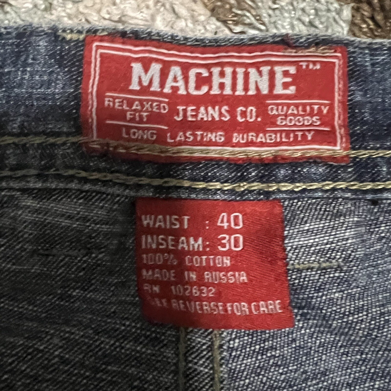 Vintage Machine Jeans Dragon Embroidered Baggy Jeans Size 38x27 Y2K