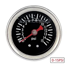 Universal Fuel Pressure Gauge Liquid 0-15psi Oil Pressure Gauge 1/8" NPT