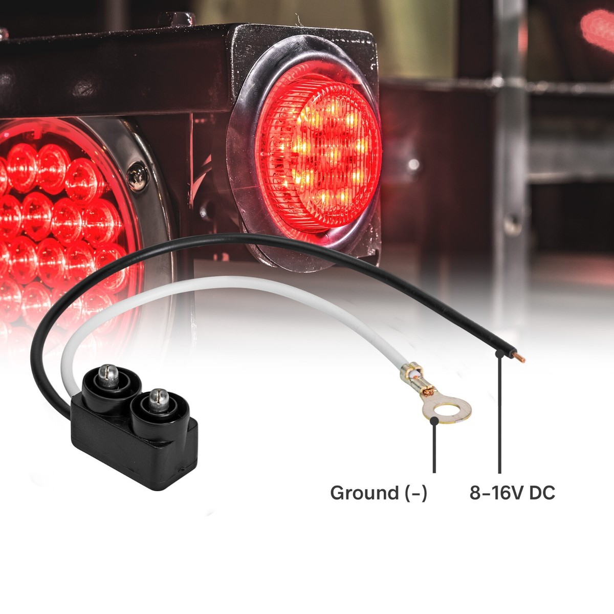 4-Pack Red LED Clearance Marker Lights – 2 Inch Round DOT Trailer Lights With Grommet