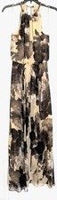 ELIZA J Print Gold Chain Necklace Halter Blouson High Low Maxi Dress 4 (NO SASH)