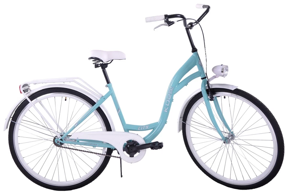 Fahrrad Damen 28 Zoll Damenrad mit Korb LED Licht Retro Blau Citybike Metallkorb - Bild 3 von 4