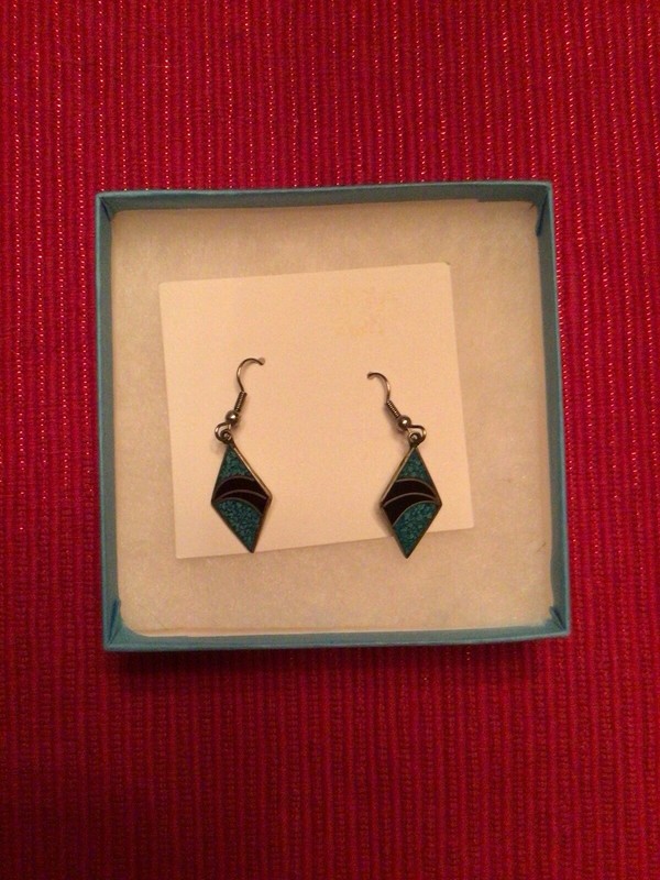 Earrings- Turquoise & Black Color- Shades of Blue- Great Condition