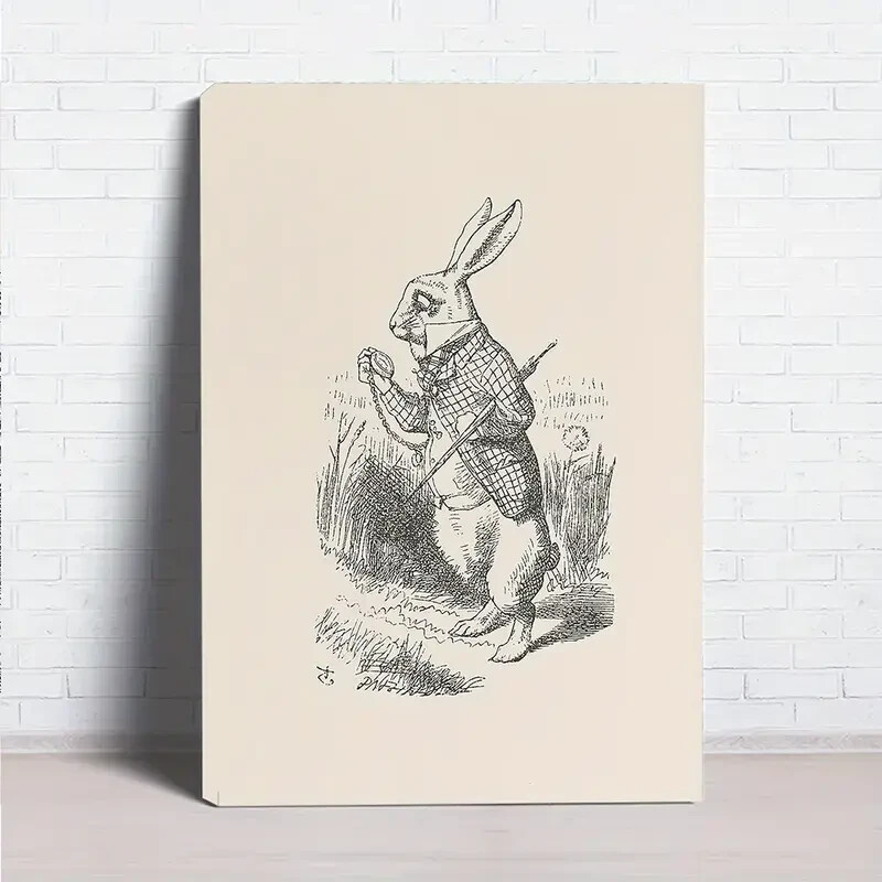Vintage Rabbit with Watch Wall Art  Canvas Unframed/Framed