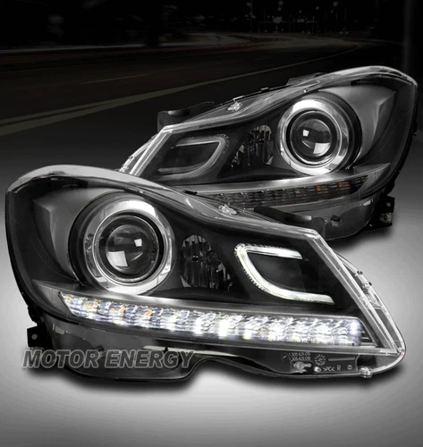 FOR 12 13 14 MERCEDES-BENZ W204 LED PROJECTOR HEADLIGHTS LAMPS BLACK LEFT+RIGHT