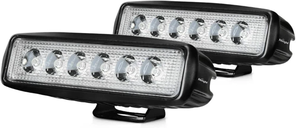 Barra de luz LED crepuscular de una fila 2 piezas 18 W 6 pulgadas haz de inundación vainas de conducción antiniebla 4x4 Foto 2 de 4