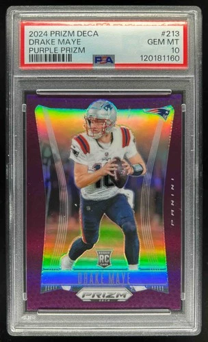 2024 Prizm Deca Drake Maye RC Purple #/99 Patriots PSA 10