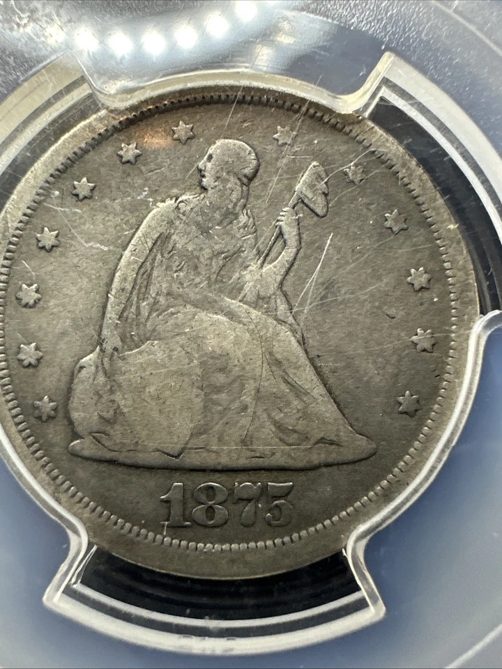 1875 S Liberty Seated Twenty Cent Piece 20C Graded VG10 by PCGS - Image 2 of 4