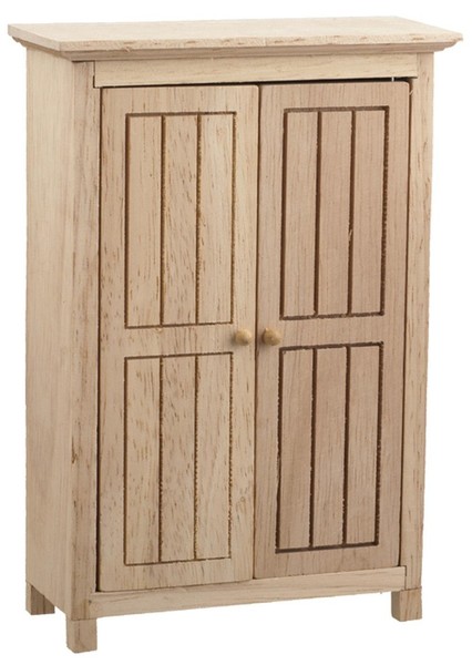 Puppenhaus Unbehandeltes Holz Beadboard Wardrobe Unfinished Schrank Schlafzimmer-image