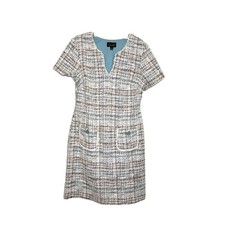 Connected Apparel Tweed Office Dress Chic Retro Mod Sheath Dress Pockets Women 8