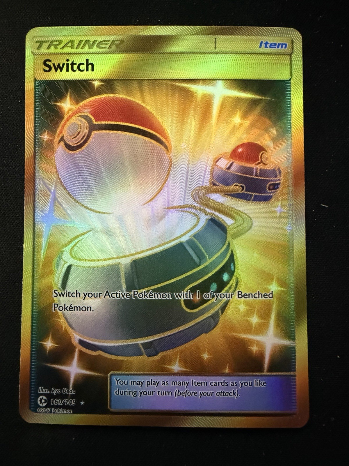 Switch Secret Rare - 2017 Pokemon Sun and Moon Base Set 160/149 - NM Sun & Moon