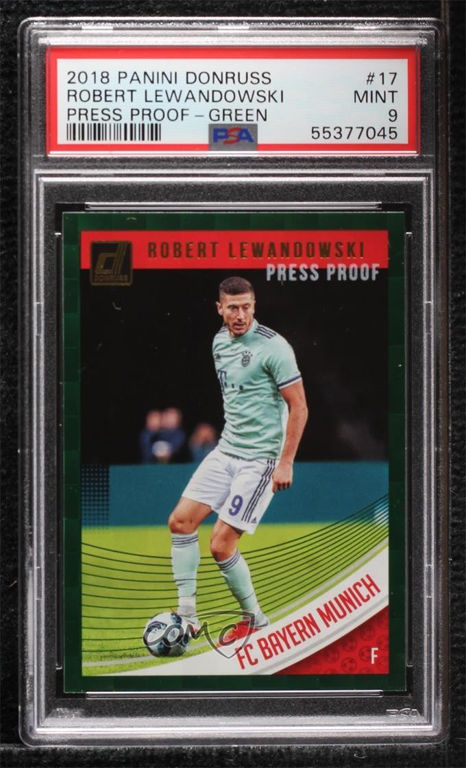 2018-19 Panini Donruss Press Proof Green Robert Lewandowski #17 PSA 9 MINT 0id9