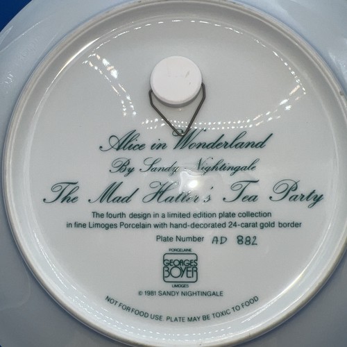 ALICE IN WONDERLAND COLLECTOR PLATE SANDY NIGHTINGALE 1981 24-carat #882 - Picture 6 of 10