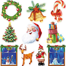 10 Pieces Christmas Cutouts Decoration Vintage Retro Santa Claus Classroom Bulle