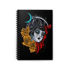 Crying Reaper Pin Up Tattoo with Roses Spiral Notebook Ruled Journal