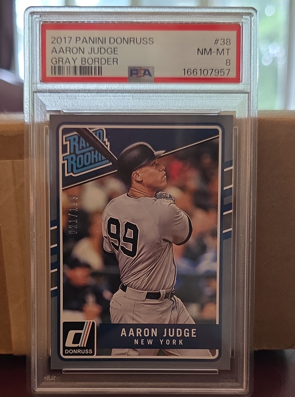 2017 Panini Donruss - Rated Rookies Aaron Judge #38 Gray Border /199 (RC) PSA 8