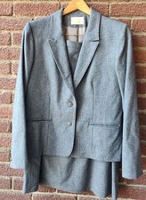 VINTAGE Pendleton Women's 2 Gray Wool Set Size 14 Blazer Skirt Size 16 Skirt