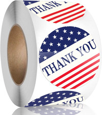 American Flag Thank You Stickers, 500 Labels per Roll for Small Business Packagi