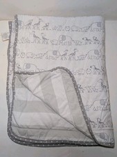 Cloud Island Plush Baby Blanket Two By Two White Gray 29x38 Animal Noah's Ark