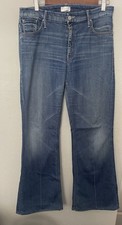 MOTHER The Mellow Drama Flare Stretch Denim High-Rise Jeans in Stardust Size 30