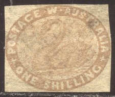 WEST AUSTRALIA #5 Unused - 1854 1sh Pale Brown ($550)