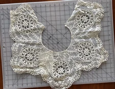 Antique Edwardian Handmade Needle Lace Collar Large Reticella Medallions As Is