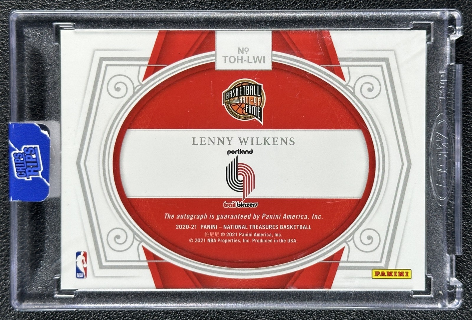 LENNY WILKENS 2020-21 PANINI NATIONAL TREASURES OF THE HALL EMERALD AUTO 4/5 view 2