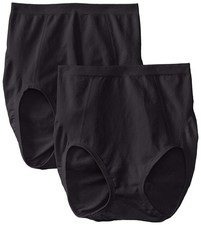 Bali BLACK Seamless Firm Control Brief 2-Pack, US M/6