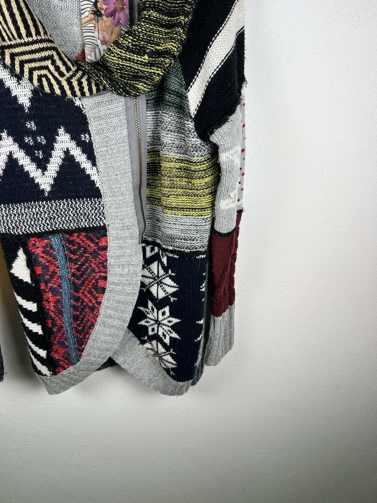 Desigual Multicolor Patchwork Patterned Knit Zip-… - image 5