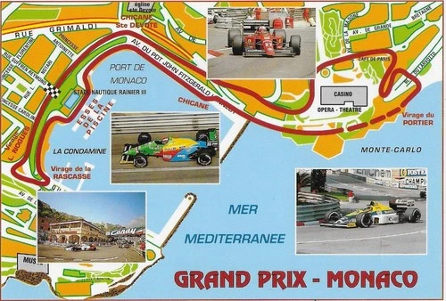 Monaco Grand Prix Circuit map postcard