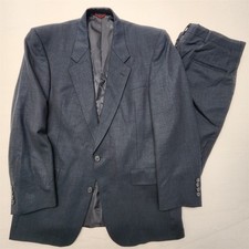 Vtg Hart Schaffner Marx Usa 42l 36x34 Dark Ocean Blue Nailhead Tweed Wool Suit