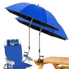 Beach Umbrella,2PACK 48.7inch Chair Umbrella with Clamp adjustable 360 ,UV