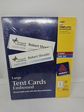 Sealed Avery 5309 Large Tent Card Embossed Heavyweight Cards Sheets 50 in Box
