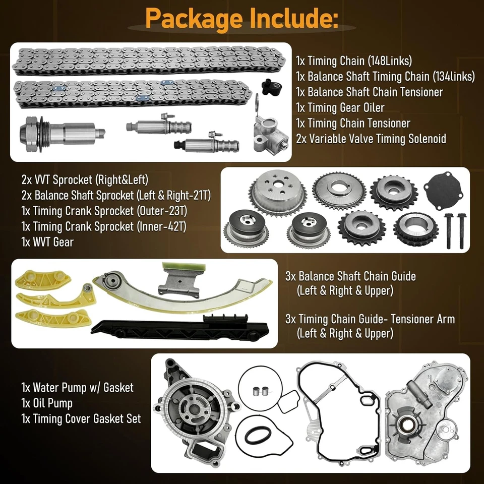 Timing Chain Kit Water&Oil Pump for 09-17 GMC Terrain Chevy Equinox Malibu 2.4L Foto 3 de 4