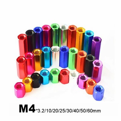 M4 Aluminium High Hex Connection Nuts Hexagon Connector Rod Bar Stud Long Nut