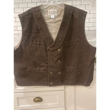 Frontier Classics Vest Mens 3XL Brown Canvas Double Breasted Western Steampunk