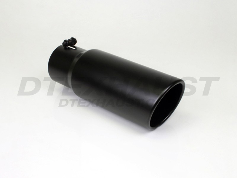 Different Trend Exhaust Tip: Black Powder Coated Bolt On 6" x 15" Rolled Slant