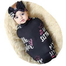 Newborn Receiving Blanket Headband Set Baby Flower Swaddle