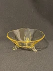Vintage Lancaster Petal Yellow Depression Glass Jubilee Three Footed 7" Bowl