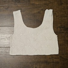 Vtg Ivory Floral Lace Sleeveless Crop Top Tank XS Romantic Fairy Coquette