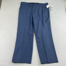 Perry Ellis Portfolio Pants Mens 38X30 Blue Flat Front Straight Leg Flex NWT