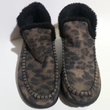 Hey Dude Denny Leo Nut Boots Slip On Booties Leopard Print Faux Fur Sz 8