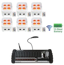 6 Rockville BEST PAR 50 Battery Wash Lights Wireless DMX 384 Channel Controller