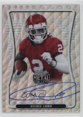 2020 Leaf Metal Draft Portrait Silver Wave 41/75 CeeDee Lamb Rookie Auto RC 1d0h
