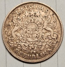 1924 LATVIA  1 Lats Silver (83.5%) World Coin Foreign European 0.1342 Oz ASW