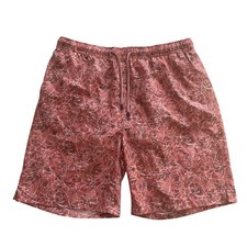 Peter Millar Seaside Men's Size L Swim Trunks Pink Floral Leaves Drawstring