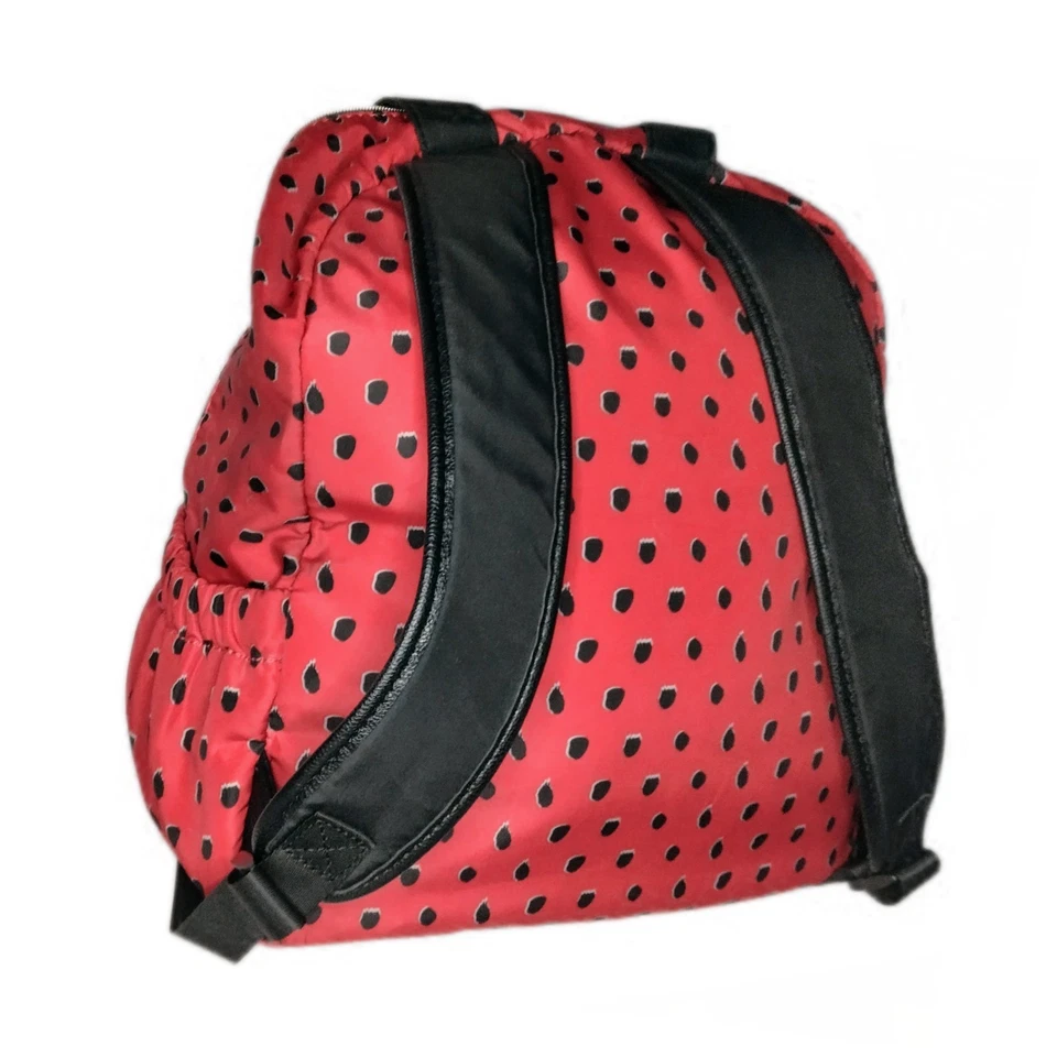 Betsey Johnson Red Black Backpack Purse The School Work Casual Travel Tote Bag - Image 4 of 4