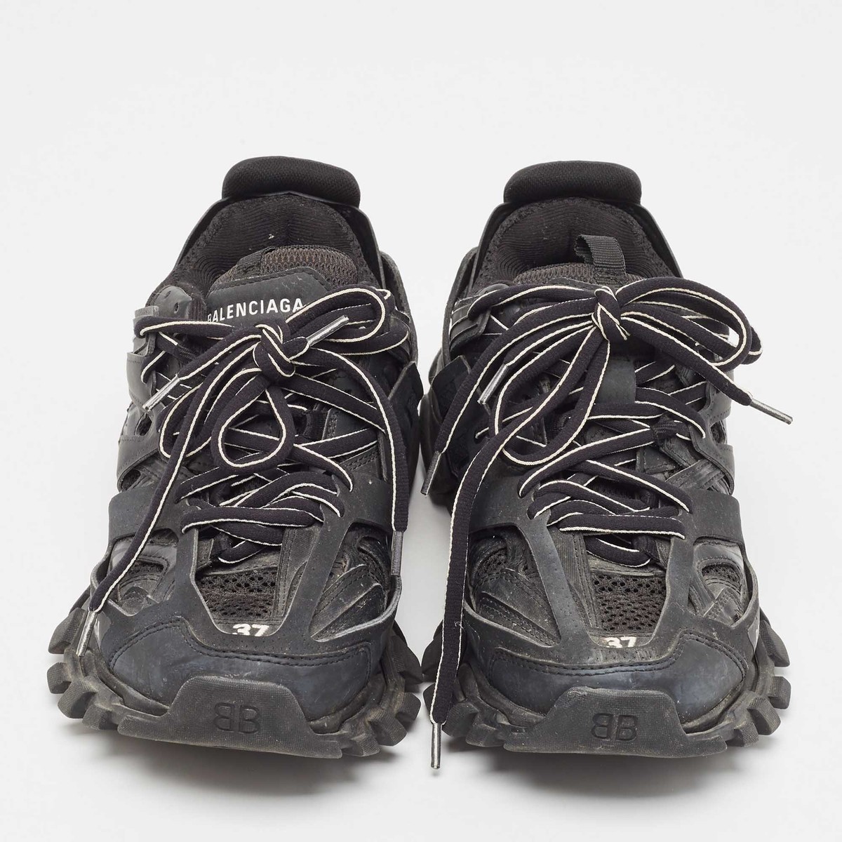 Balenciaga Black Faux Leather and Mesh Track Sneakers Size Balenciaga Black Faux Leather and Mesh Track Sneakers Size