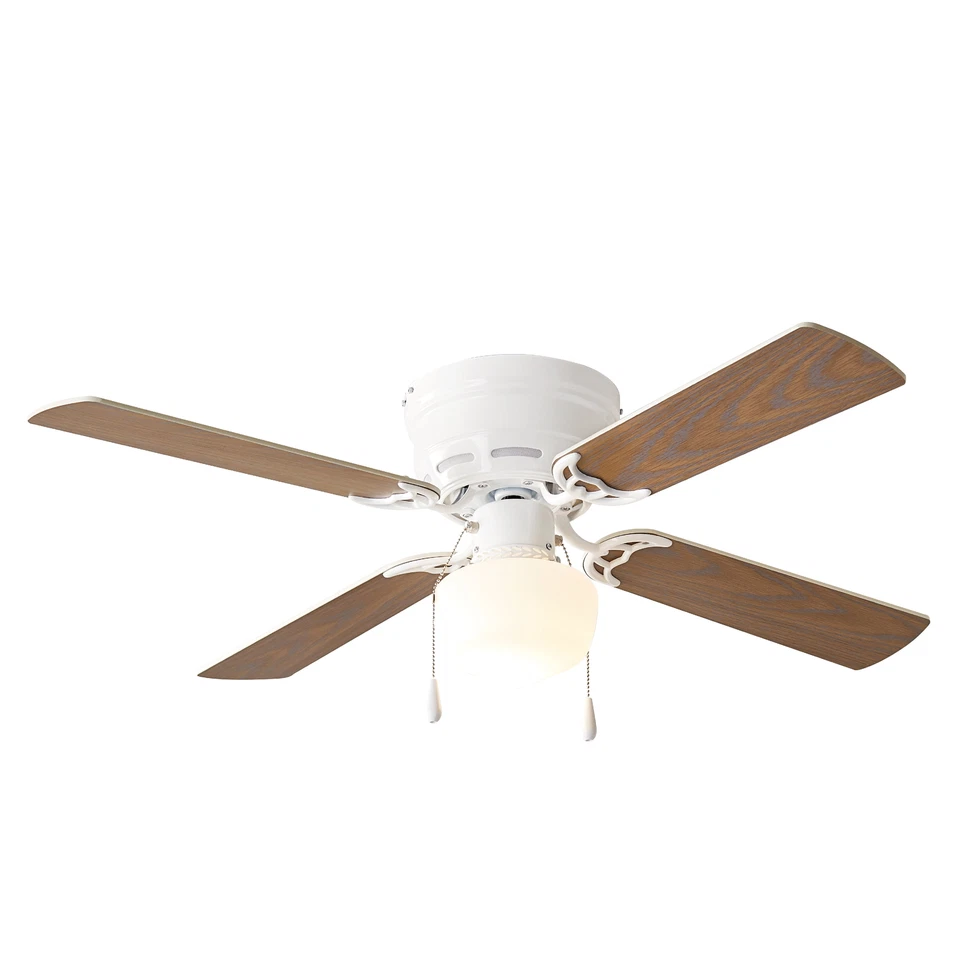 Mainstays 42" Hugger Metal Indoor Ceiling Fan with Light, White, 4 Blades, LED - Image 2 of 4